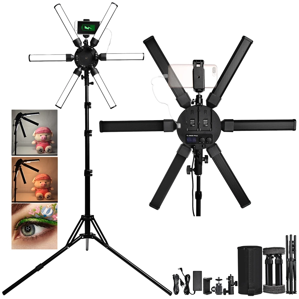 

FOSOTO FT-06 MINI 6 tubes led Star Light 288 leds 60W ring light with tripod for Makeup, YouTube, Camera/Phone Video Shooting