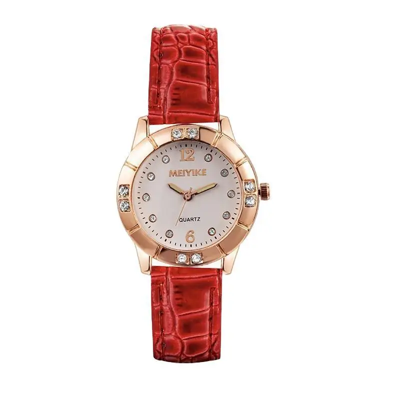 

Fashion trends red leather watches women luminous wrist watches rhinestone quartz watches for ladies