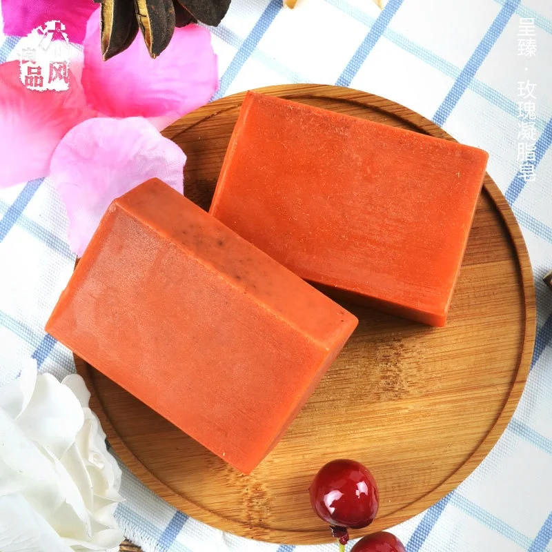 

No logo rose essential oil soap bar rose hand made soap rose body face soap