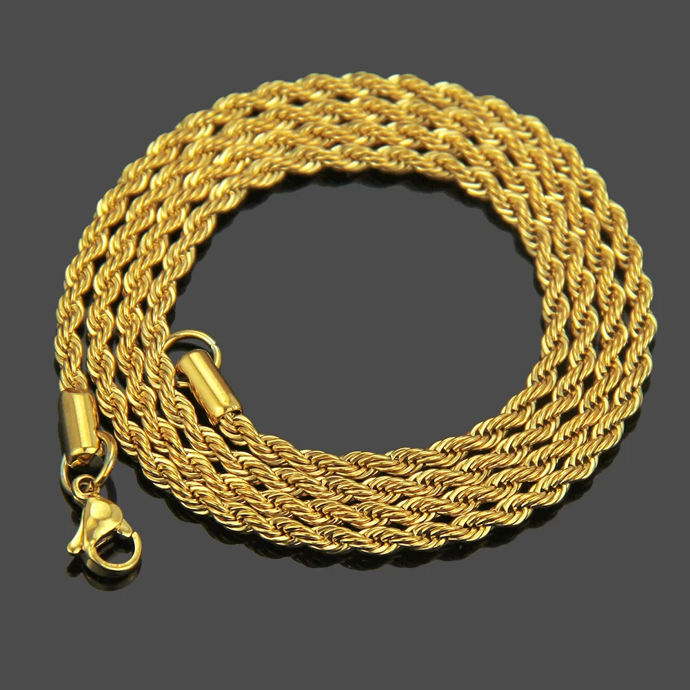 

Men Stainless Steel Link Chain Rope Chain Choker 18k Gold Plated Necklace For Men Fashion Hip hop Jewelry