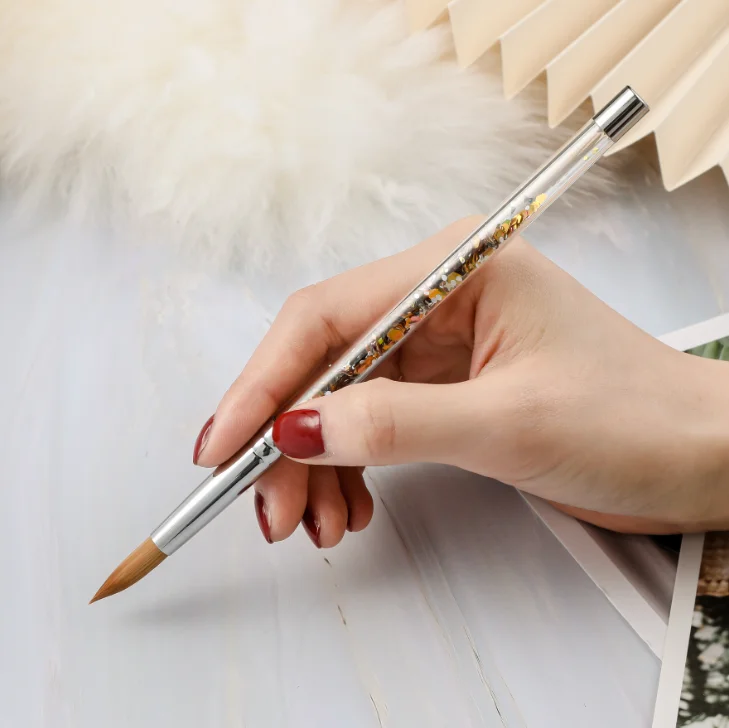 

Aokitec wholesale new arrival beauty tools clear plastic handle kolinsky nail art brush