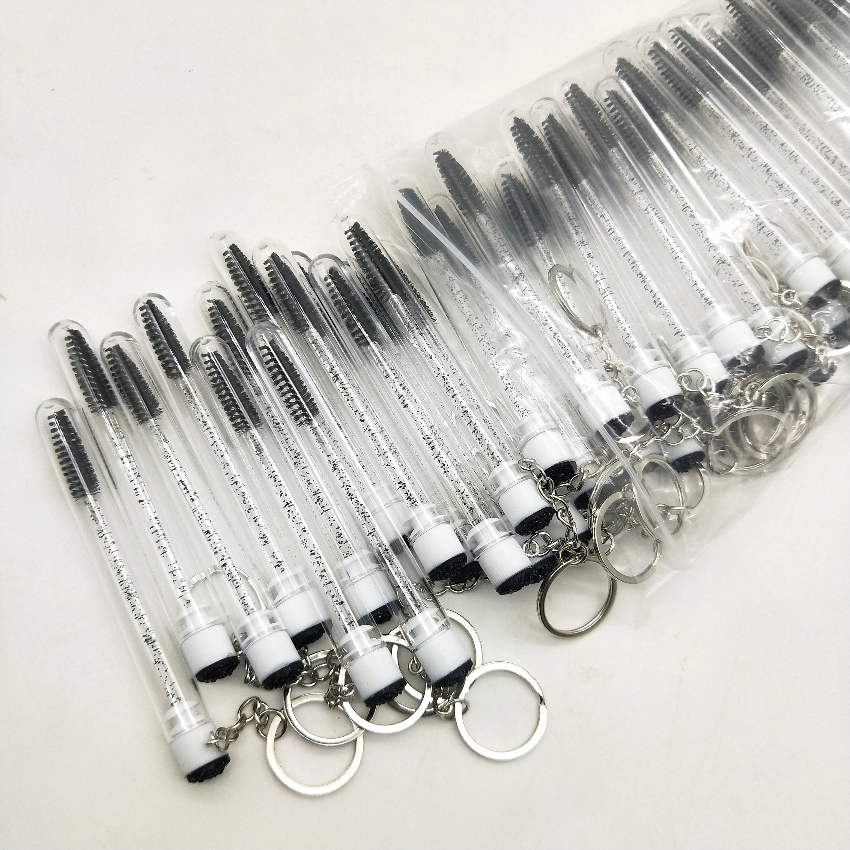 Sparkling Reusable Eyelash Brushes Mascara Wand in Tubes Eye Lash Brushes Keychain Eyebrow Spoolie Combs With Container Case