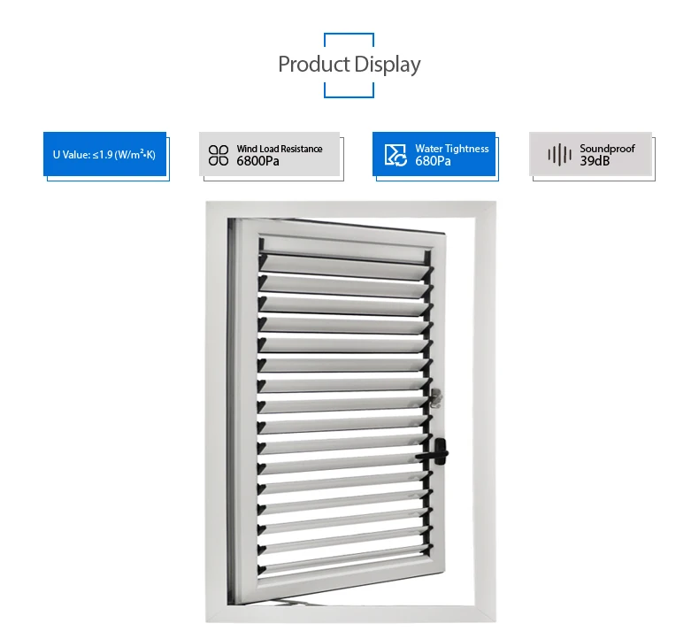 Adjustable Aluminum Metal Window Louvers Exterior House Window Louvers