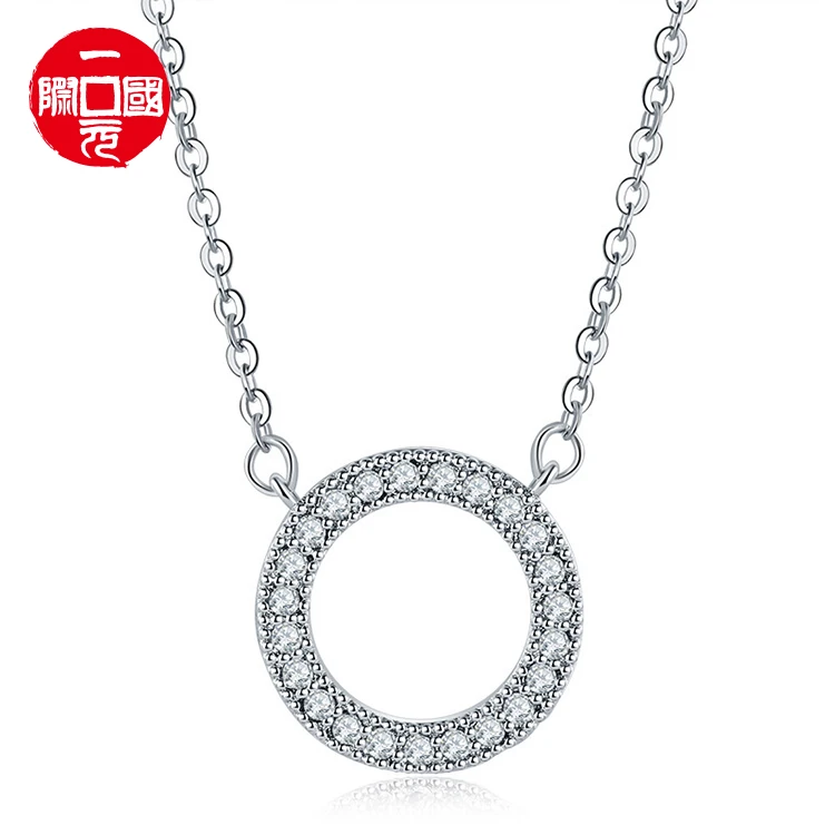 

One dollar European and American fashion circle necklace simple jewelry circle crystal zircon pendant diamond circle clavicle ch