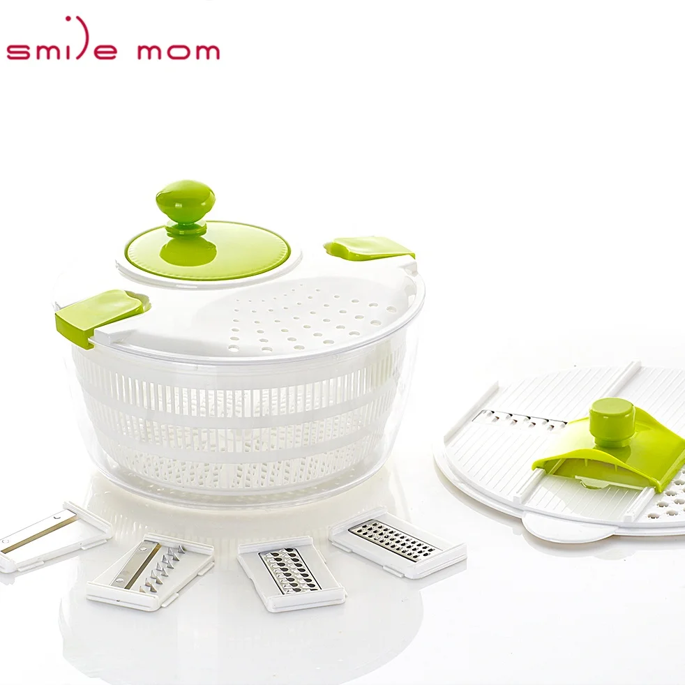 

7 in 1 Multi Kitchen 4L Salad Set Hand Vegetable Grater Slicer Vegetable Dryer Salad Spinner Kitchen Accessories Salad Spinner, Custom color