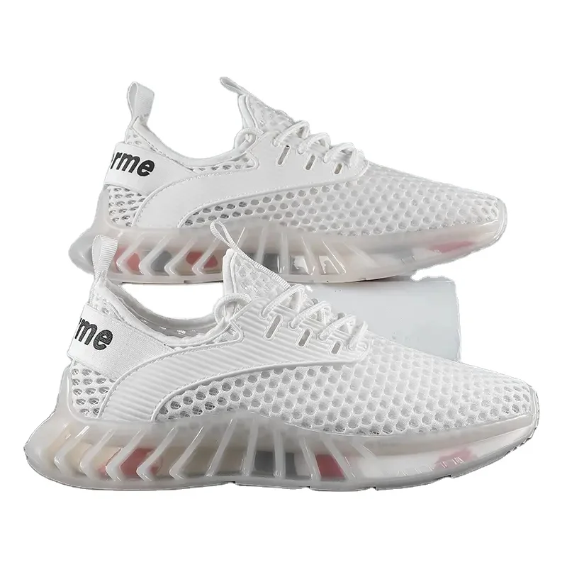 

Sole Sneakers Breathable Hollow Sneakers Running Shoes Transparent Summer Men's Mesh Shoe Box PVC Male Casual Wear Lace-up Shoes, 3 colors