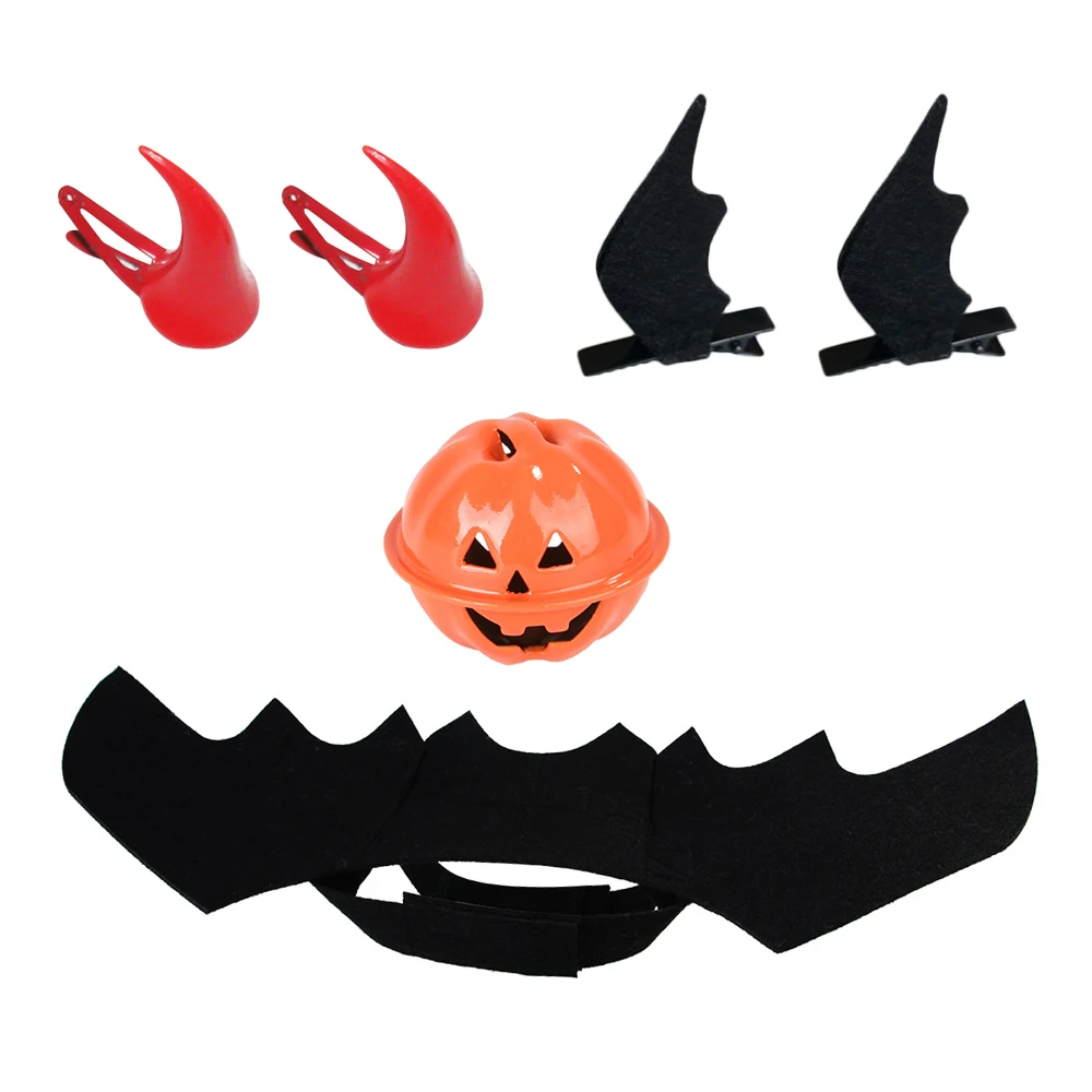 

Animal Pet Dog Bats Costume Halloween Cosplay Fancy Dress with Pumpkin Bells Up Funny Clothing Outfit Photo Props Pet Suppli