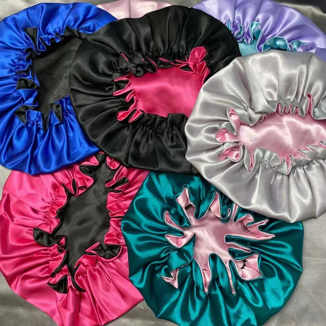 

Professional Slik Pretty Hair Bonnets With Logo, Color