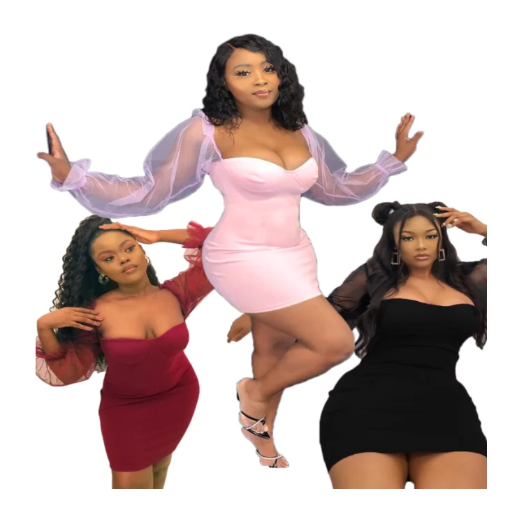 

2021 new sexy women's dress summer lace lotus sleeve women's cute irregular skirt sexy dress