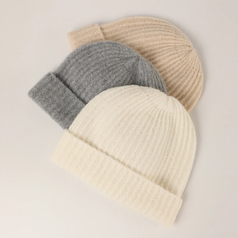 Autumn and Winter New Knitted Cashmere Circle Yarn Hat Trend Simple Warm Hat Fall and Winter Factory Spot Customization.