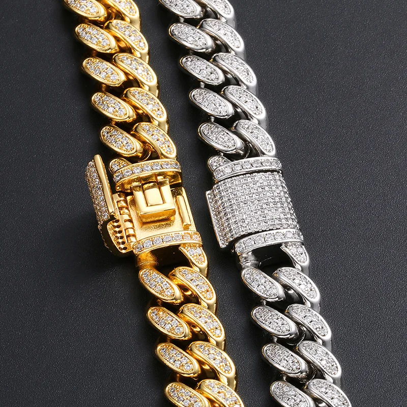 

JINAO Hip Hop Icy Jewelry Men 925 Silver Vermeil Necklaces Iced Out VVS1 Diamonds Chain 8mm cuban link chain moissanite