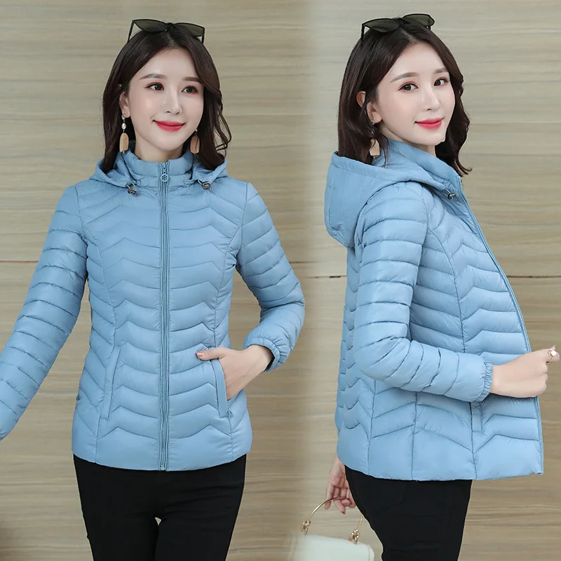 

or32885b hooded short style pure color long sleeve jacket women simple warm stylish short coat woman, Pink, red, green, black, light blue