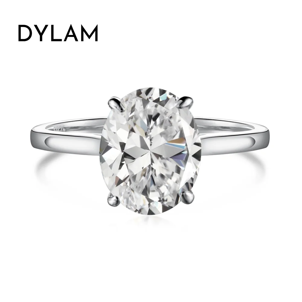 

Dylam Luxury Fine Jewellery 925 Sterling Silver Rhodium 18K Gold Plated 8A Cubic Zirconia Oval Shape Diamond Wedding Engage Ring