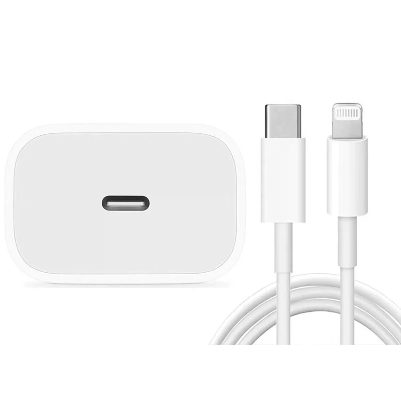 

New Original PD 20W Usb-c Port US Fast Charger Wall Adapter 1m Fast Charging Cord USB Data Cable For iphone 12, White
