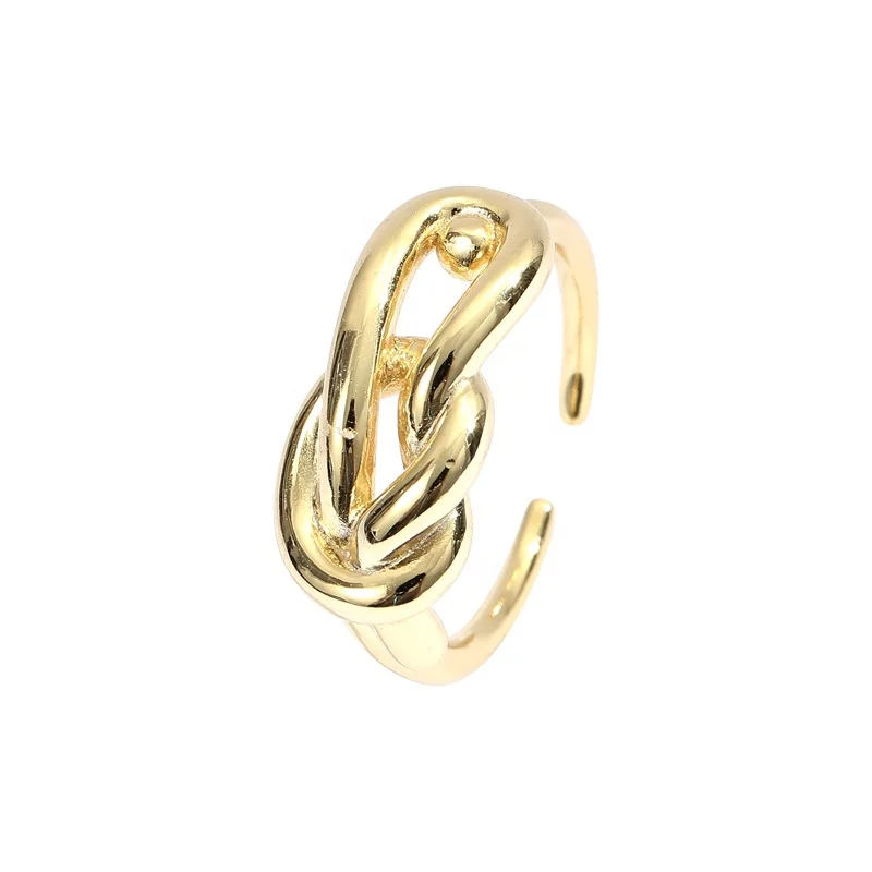 

3.9G Big Size Tie A Knot Jewelry Women Statement Silver Ring, White, gold