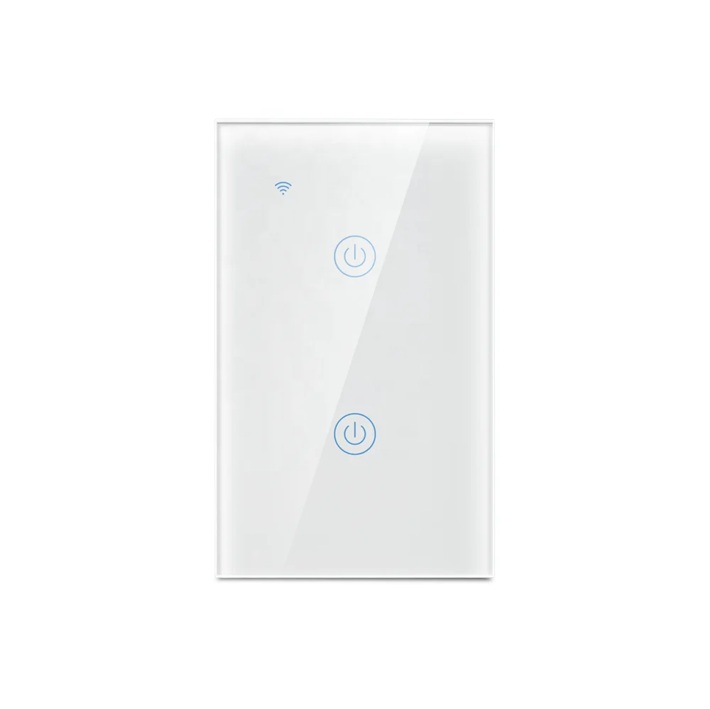
Wholesale US WiFi 2 Gang Touch Switch Electrical Switch 220V/2.4GHz Wi-fi Remote Light Switch Smart Home Works with Alexa google 