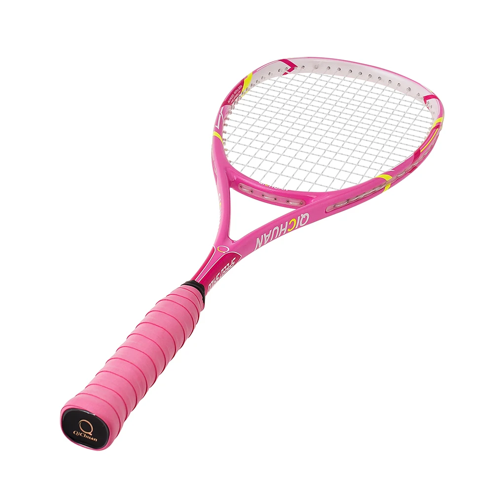 

QICHUAN SR100 Custom Printed logo 100% carbon fiber squash racket 14x18, Pink