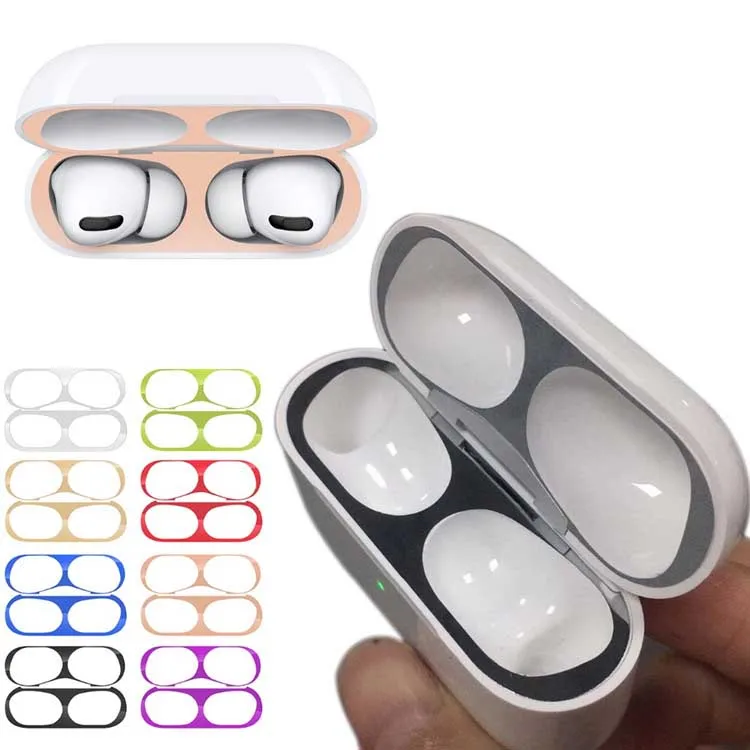 

Metal Sticker For Airpods 1 2 3 Pro Dust Guard Sticker for airpods 3 2021 Gold Red Blue Black White Dust proof Protective Skin, 8 colors available