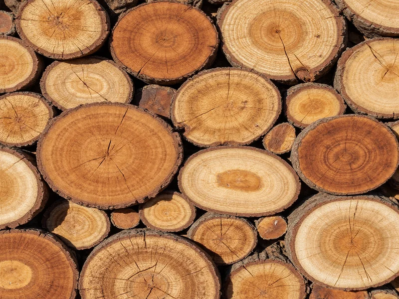 assorted wood circles in natural and stained finishes