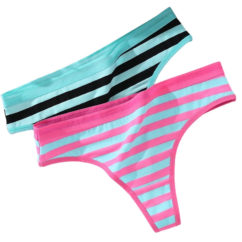 

Sexy Cotton Panties Underwear Women Striped Thongs and G Strings Ladies Underwear Panties Sexy Thongs