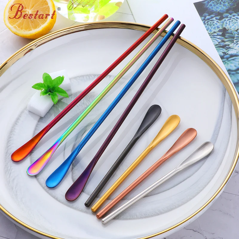 

Amazon Top Sale Creative Stainless Steel Long Handle Ice Spoon Mixing Cocktail Stirrer Stirring Spoon, Silver,gold,rose gold,black,blue,purple,no.0,no.3