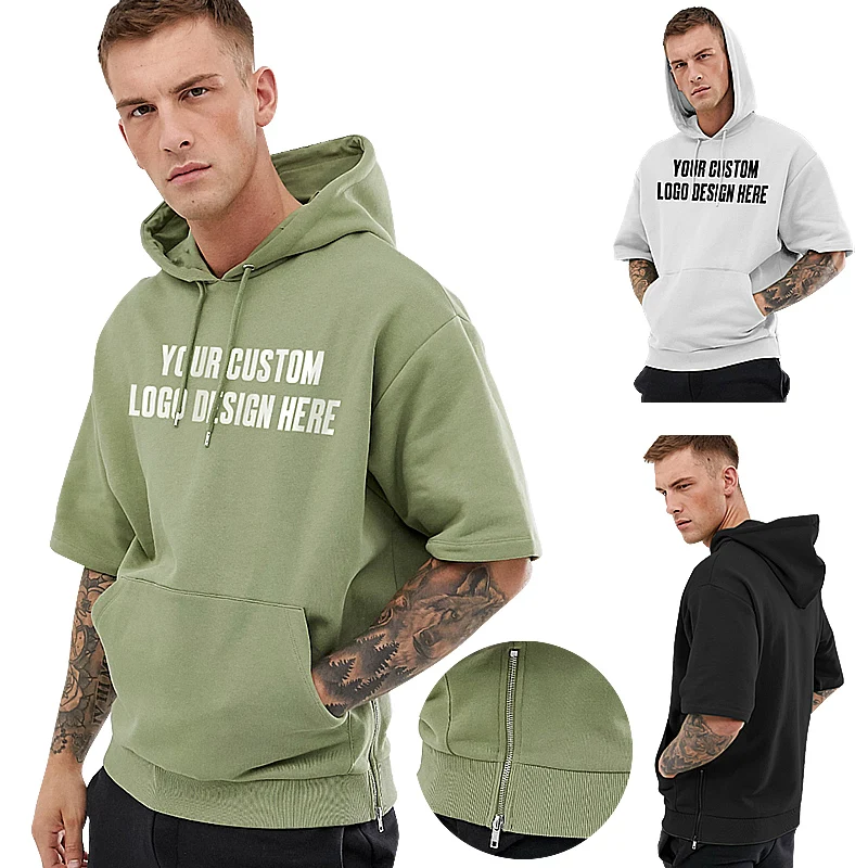 

Fashion OEM ODM new style casual mens short sleeve hoodies, Customized