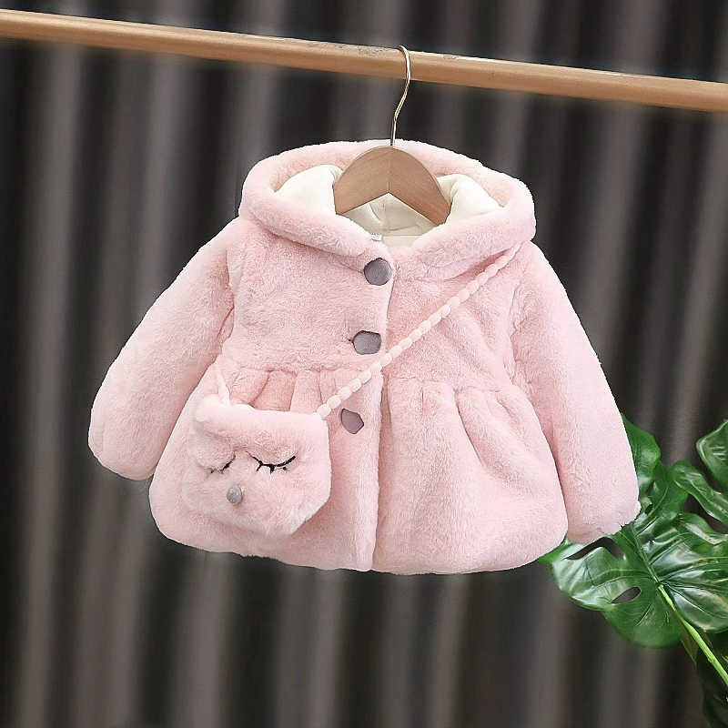 

New Winter Baby Girls Clothes Faux Fur Coat Fleece Show Jacket Warm Snowsuit 1-4Y Baby Hooded Jacket Children's Outerwear