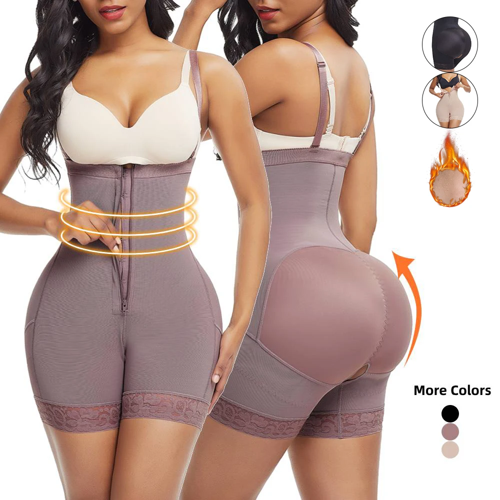 

Oem New Arrival Super Sexy Lace Women Slimming Zipper Full Body Shaper Open Crotch Full Body Shaper Plus Size Fitness Leggings