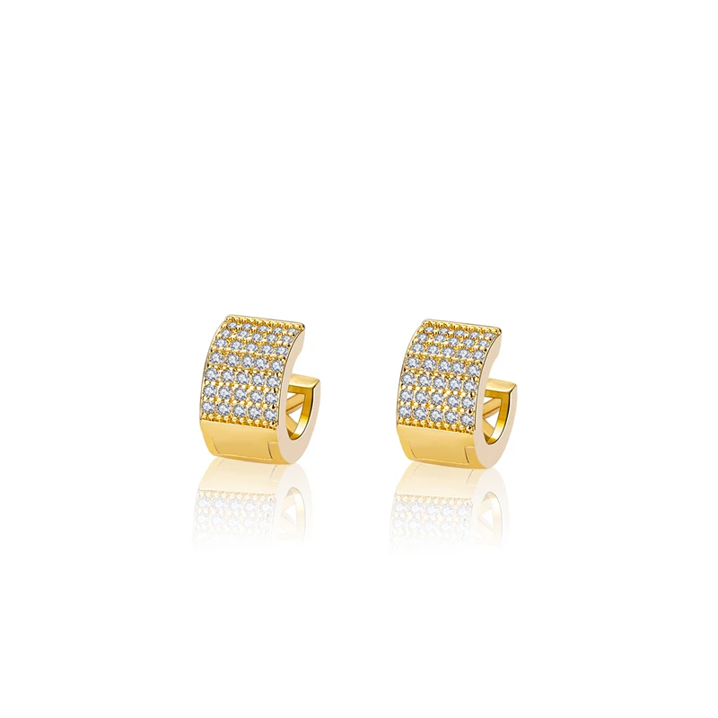 

Wholesale brass-plated 18K gold earrings epidemic cubic zirconia simple design earrings female jewelry, Golden