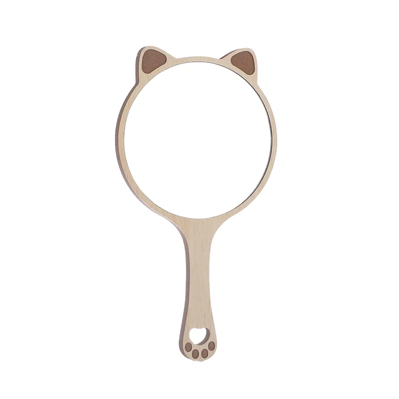 

2021 new girl dressing mirror creative cute animal wooden handle make-up mirror female bedroom handheld mirror wholesale