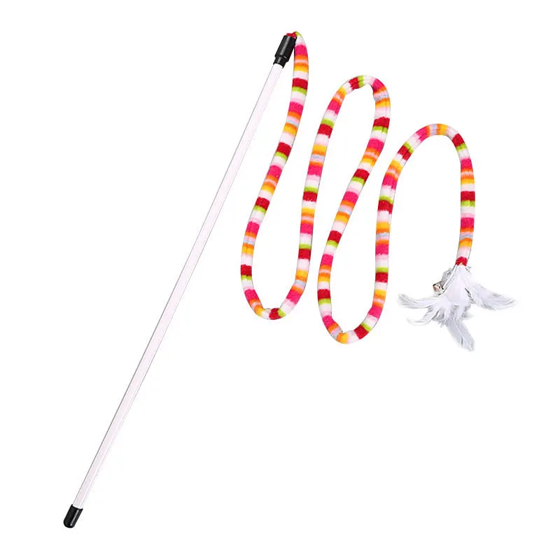 

Funny Cat Toy Fishing Rod Kitten Cat Pet Toy Stick Teaser Rainbow Streamer Interactive Cat Play Toy