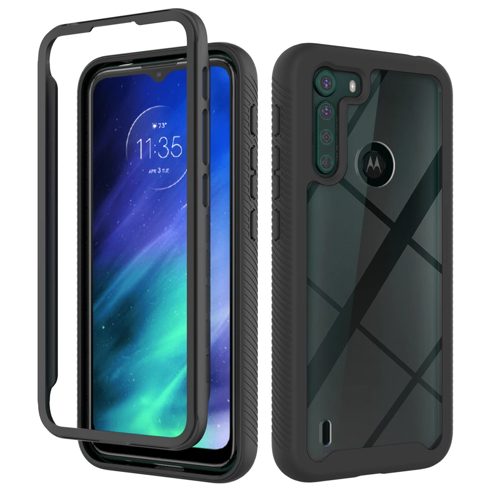 

Heavy Duty Protection Shockproof Defender Rugged Acrylic Bumper Phone Case For Motorola One Fusion, 12 colors