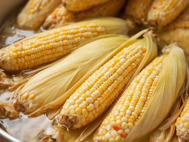 Corn husks soaking in warm water