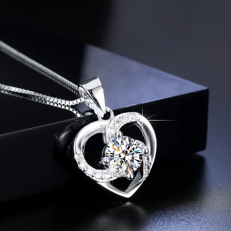 

Dropshipping Infinity Love Heart Pendant Necklace with Moissanite Stone Jewelry Gifts for Women Silver-Tone Jewelry Gifts