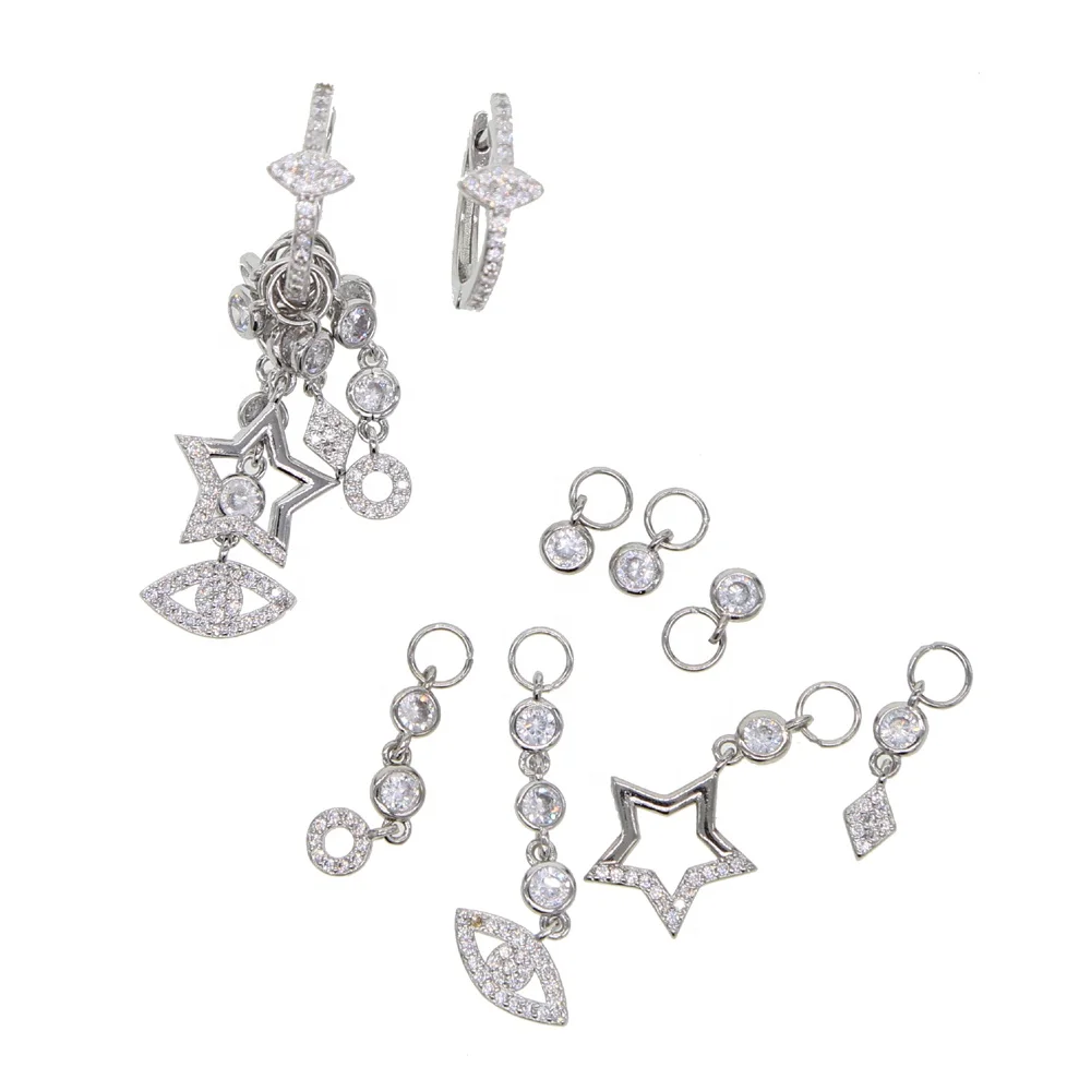 

Luxury gorgeous european women jewelry multi cz lovely charms Tassel drop dangling earring