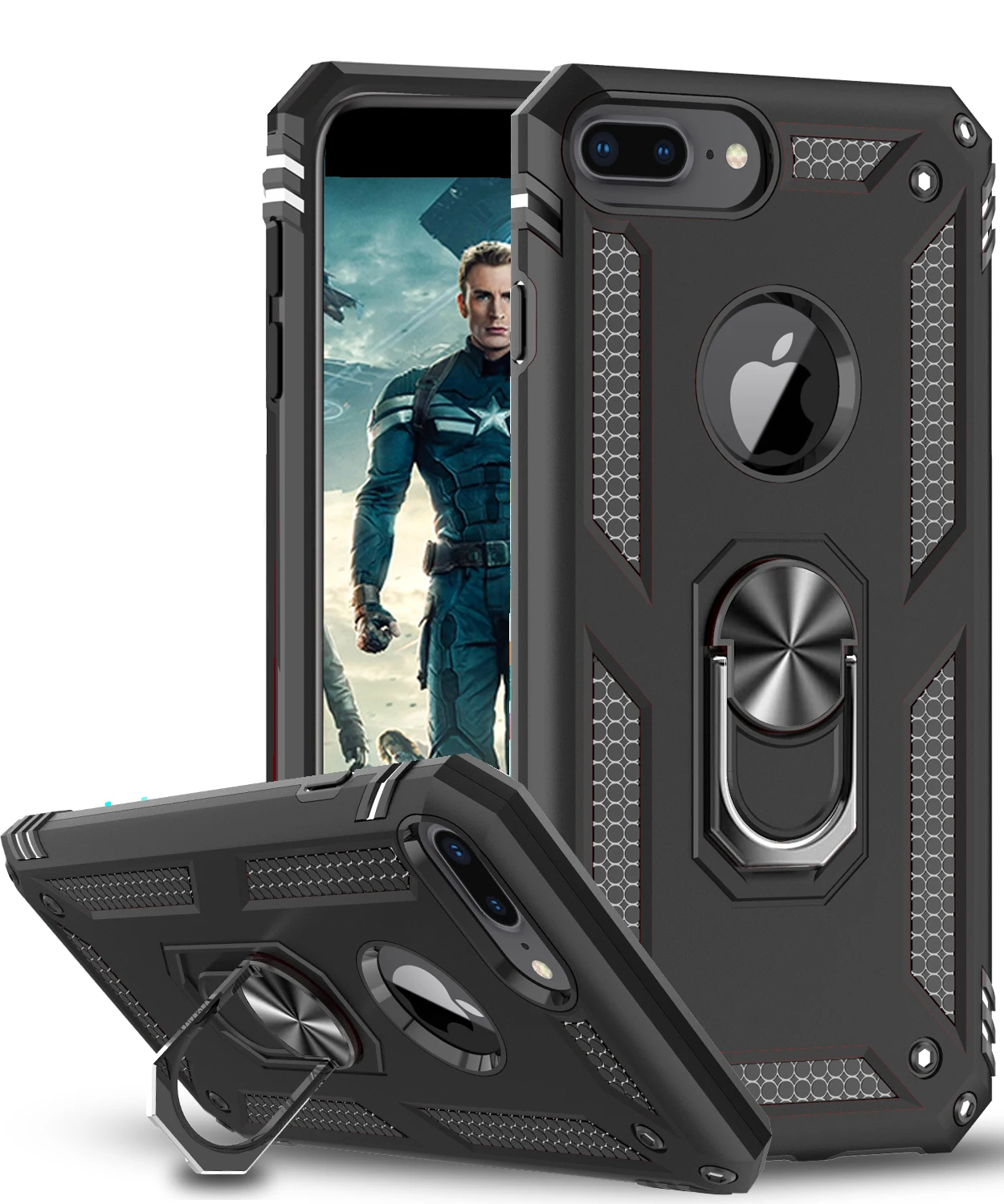 

LeYi for iPhone 6/ 6s/ 7/8 Case with Shockproof Magnetic Ring Holder Armor Phone Case mobile phone shell kickstand