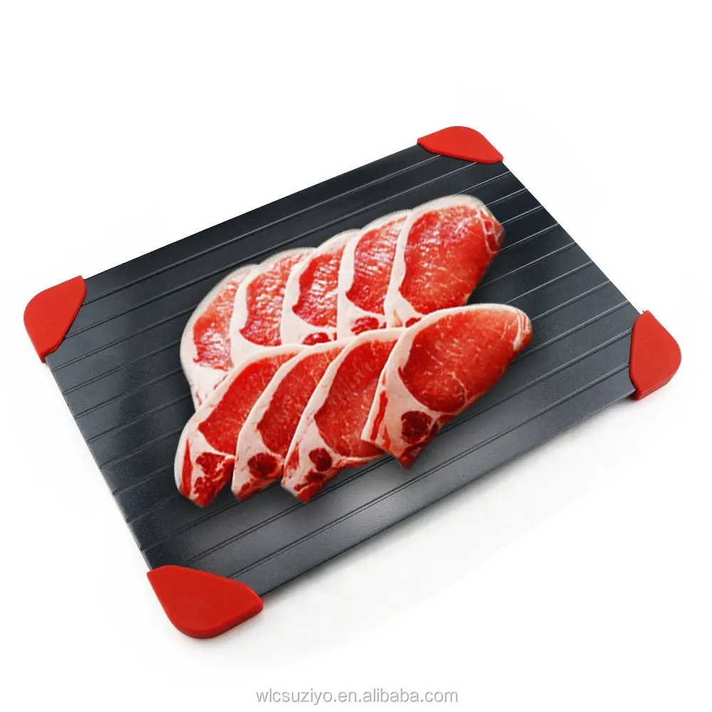 

Non-stick Fast Thawing Kitchen Food Defrosting Tray Plate Aluminium Rapid Frosted Meet Defrosting Board Tray, Black customized color