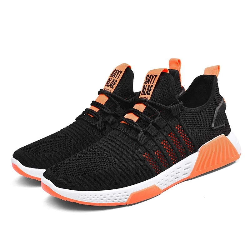 

Wholesale Fashion Design Sneakers Breathable Sports Shoes For Men, Black+orange,black+white