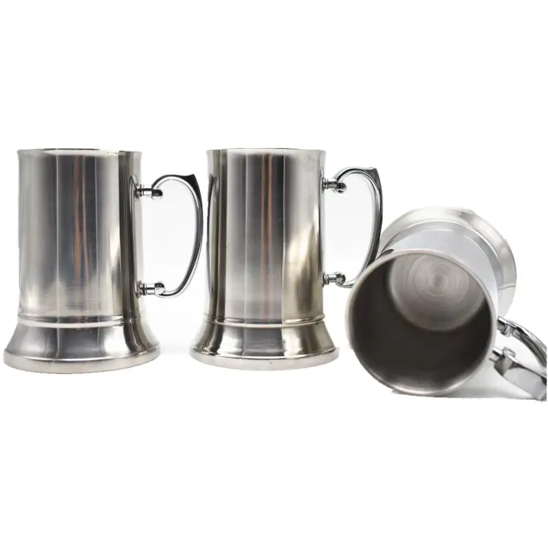 

NEW Double Walled Beer Stein 17.5oz Stainless steel beer cup,Metal Beer Mug with Handle 18/8 Stainless Steel Mirror Finished, Light green