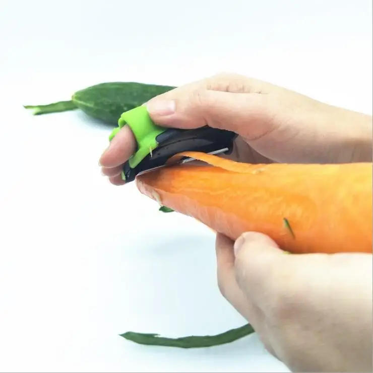 

Non-slip Silicone Grips Stainless Steel Soft And Finger Grip Vegetable And Fruit Peeler, Green,yellow,orange
