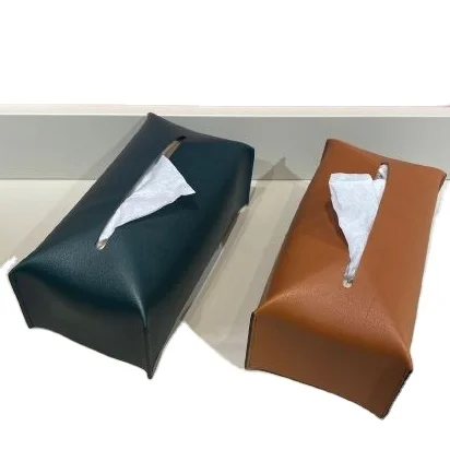 

Sustainable Lacquer Tissue Box Cover Refined Modern PU Square Tissue Box