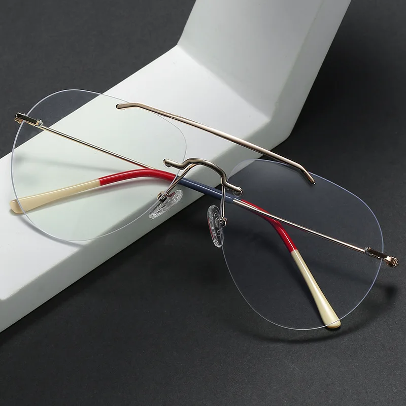 

2022 2021 New Progressive Custom Logo Fashionable Metal Frame PC Lens Oval Shape Blue Light Blocking Glasses