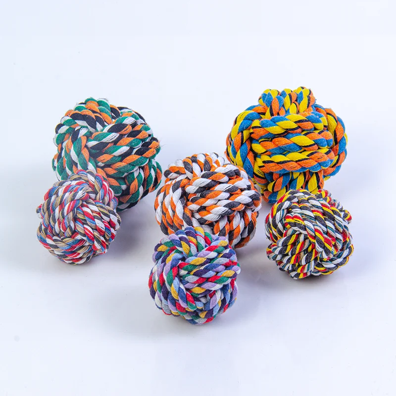 

Puppy Cotton Rope Ball Toys Cats Durable Teeth Grind Play Toys For Pets, As picture