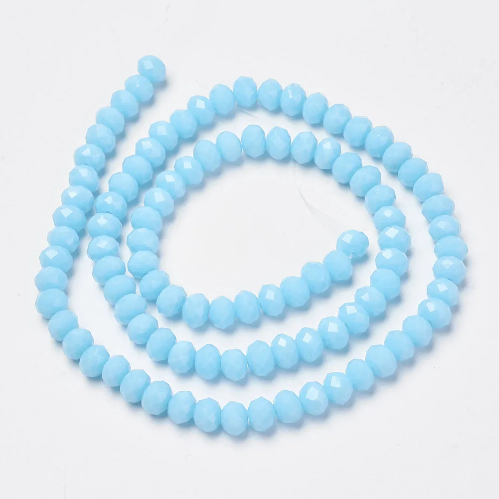

PandaHall 6mm Cyan Faceted Rondelle Opaque Solid Color Glass Beads