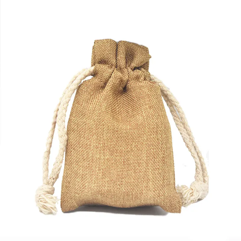 

Wholesale Natural Burlap Drawstring Bag Pouches For Cosmetic Packing
