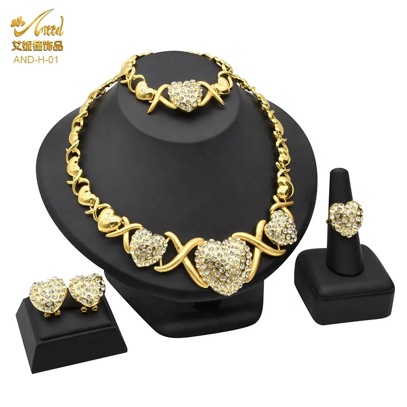 

Heart10kt10k 100pcs necklace bracelet earrings 10 kt 1 set bix 1 grm gold imitation 1 gram gold dubai jewellery 1 ct jewelry set
