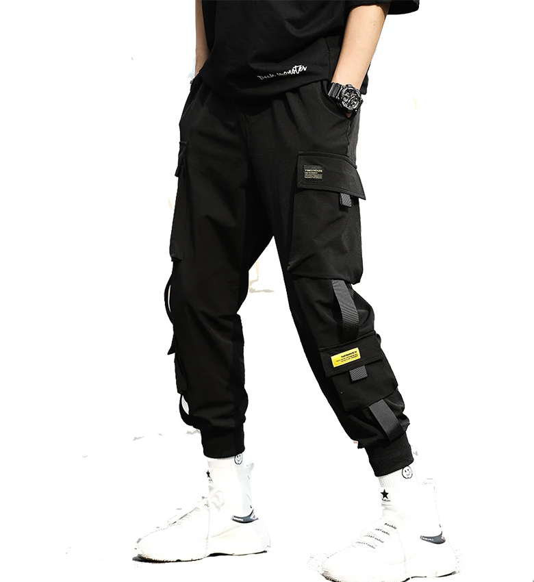 

2019 popular street style cool letter printing mens cargo pant jeans Chino casual Trousers Chinos, Blue black