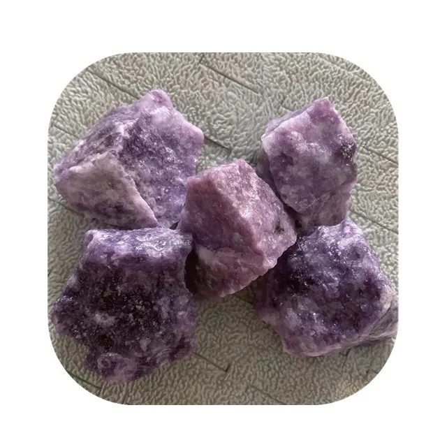 

Wholesale crystal spiritual raw crystal stones natur purple lepidolite rough stone for Decor