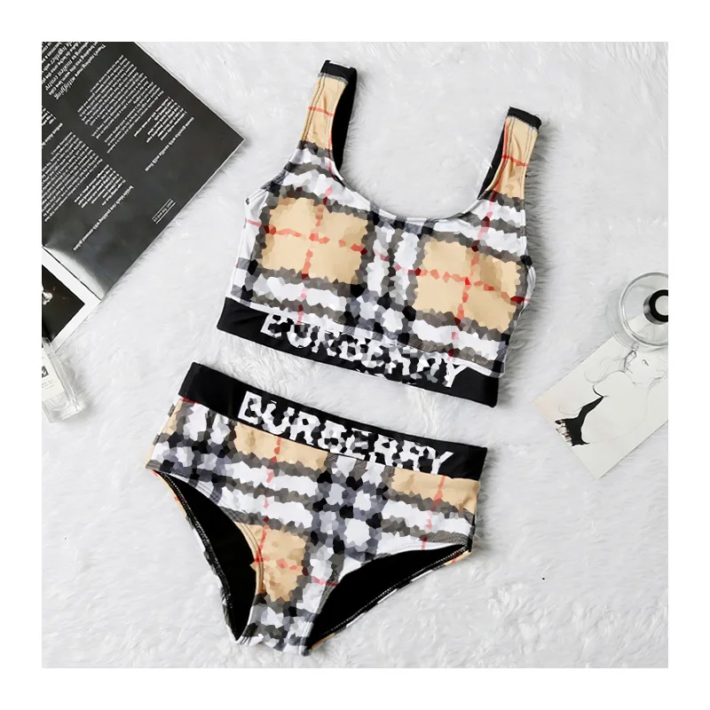 

bur*berry swimsuit 2021 OEM maquina de lavar roupas famous brands designer bikinis swim suits 2021 burberryeing, Solid