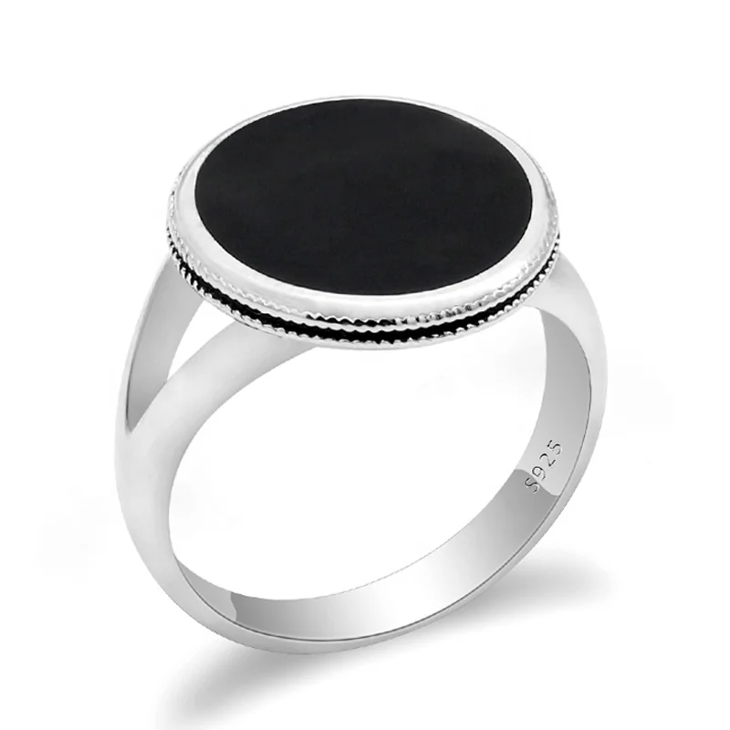 

Italian 925 Sterling Silver Enamel Rings for Men Dubai Jewelry Price Per Gram Design Man Ring